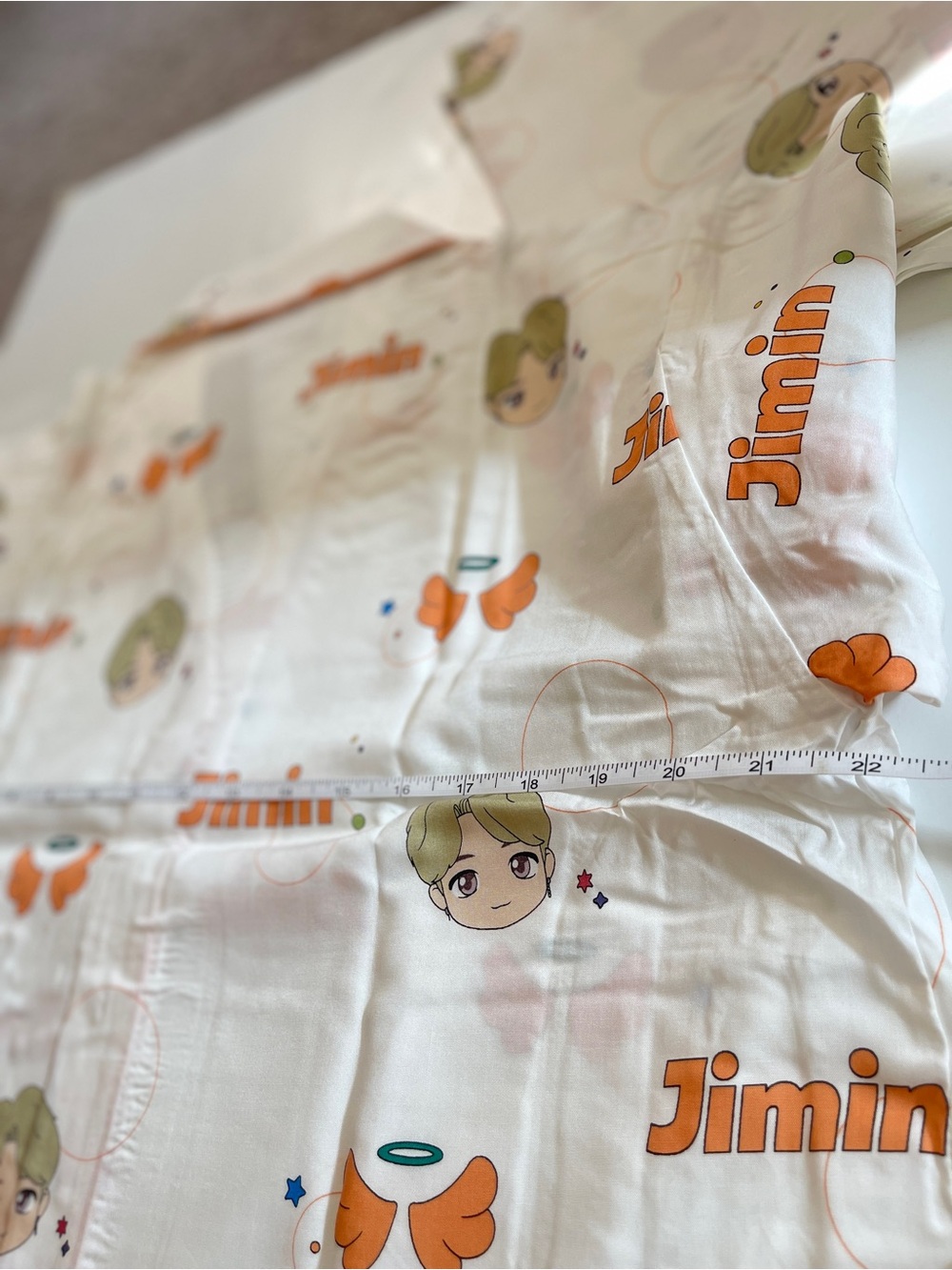 BTS TINYTAN Jimin Pajama set - White with Orange Trim - Picture 6 of 9